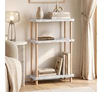 [en.casa] Scaffale da Terra a 3 Ripiani Effetto Marmo Bianco 62x40x18 cm