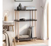[en.casa] Scaffale da Terra a 3 Ripiani Effetto Marmo Nero 62x40x18 cm