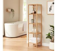 [en.casa] Scaffale da Terra a 5 Ripiani Mobile Organizzatore Portaoggetti in Bambù 140 x 33 x 34 cm per Bagno Cucina Dispensa - Colore Naturale