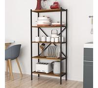 [en.casa] Scaffale da Terra (AxLxP) 160 x 66 x 34 cm Mobile da Stoccaggio a 5 Ripiani Sistema di Immagazzinamento - Effetto Noce