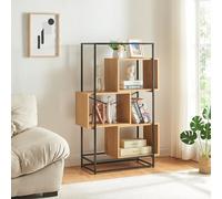 [en.casa] Scaffale da Terra con 3 Scomparti Aperti Libreria Mobile Espositore per Casa Ufficio Negozio 126 x 80 x 33 cm - Effetto Rovere/Nero
