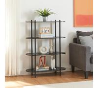 [en.casa] Scaffale da Terra con 4 Ripiani a Forma Ellittica Libreria Mobile Espositore per Casa Ufficio 108 x 80 x 30 cm - Nero