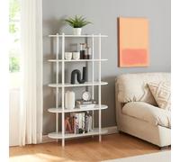 [en.casa] Scaffale da Terra con 5 Ripiani a Forma Ellittica Libreria Mobile Espositore per Casa Ufficio 139 x 80 x 30 cm - Bianco