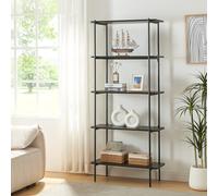 [en.casa] Scaffale da Terra Libreria a 5 Ripiani Mobile Espositore per Casa Ufficio Negozio Scaffale Divisorio per Open Space 180 x 80 x 34 cm Nero
