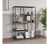 [en.casa] Scaffale da Terra Libreria in Acciaio a 5 Ripiani Mobile Espositore Moderno in Stile Industriale 126 x 85 x 35 cm Nero Opaco