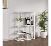 [en.casa] Scaffale da Terra Libreria in Acciaio a 5 Ripiani Mobile Espositore Moderno in Stile Industriale 126 x 85 x 35 cm Bianco Opaco