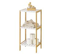 [en.casa] Scaffale in bambù a 3 Ripiani in MDF (LxPxA) 33 x 34 x 80 cm Mobile in Color Naturale e Bianco per Cucina/Bagno