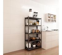 [en.casa] Scaffale Industriale a 5 Ripiani Scaffale da Stoccaggio per Garage Cantina Sistema di immagazinamento Modulare 183 x 90 x 40 cm Scaffale in Acciaio - Nero/Argento