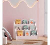 [en.casa] Scaffale per Cameretta a Scaletta Libreria da Terra per Bambini Porta Giocattoli Libri Mobile Contenitore Organizzatore a 3 Livelli - Rosa/Bianco