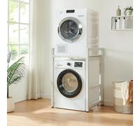 [en.casa] Scaffale per Incolonnamento Lavatrice Asciugatrice Kit di Sovrapposizione in Acciaio con Ripiano Regolabile Colonna Bucato Supporto Bagno Lavanderia 105x73x63 cm - Bianco