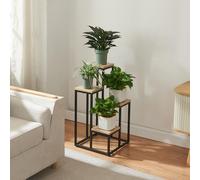 [en.casa] Scaffale Porta Piante a Gradoni Mobile Espositore per Vasi Fiori con 4 Ripiani a Diverse Altezze Supporto Piante a 4 Livelli 67 x 34 x 34 cm - Nero / Effetto Rovere
