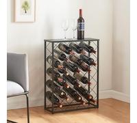 [en.casa] Scaffale Portabottiglie di Vino Cantinetta con Piano di Appoggio e Rete Romboidale per 25 Bottiglie Bancone Bottigliera in Acciaio 71,5 x 53 x 20 cm Nero
