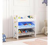 [en.casa] Scaffale Portaoggetti Montessori per Bambini Mobile Contenitore per Cameretta con 9 Cassetti Inclinati in Tessuto e Struttura Decorata 60x62x30 cm Design Koala