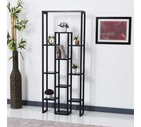 [en.casa] Scaffale Portapiante (AxLxP) 150 x 60 x 19 cm Organizzatore con Ripiani Portaoggetti - Mobile a Torre per Piante - Nero/Marmo Nero