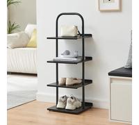 [en.casa] Scaffale Portascarpe a 4 Livelli Scarpiera Porta Oggetti in Acciaio 4 Ripiani per 4 Paia di Scarpe Calzature 96x34x32 cm Corridoio Ingresso Camera da Letto - Nero