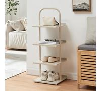 [en.casa] Scaffale Portascarpe a 4 Livelli Scarpiera Porta Oggetti in Acciaio 4 Ripiani per 4 Paia di Scarpe Calzature 96x34x32 cm Corridoio Ingresso Camera da Letto - Color Champagne