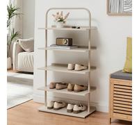 [en.casa] Scaffale Portascarpe a 5 Livelli Scarpiera Porta Oggetti in Acciaio 5 Ripiani per 10 Paia di Scarpe Calzature 119x60x32 cm Corridoio Ingresso Camera da Letto - Color Champagne