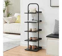 [en.casa] Scaffale Portascarpe a 5 Livelli Scarpiera Porta Oggetti in Acciaio 5 Ripiani per 5 Paia di Scarpe Calzature 119x34x32 cm Corridoio Ingresso Camera da Letto - Nero