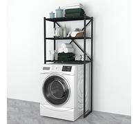 [en.casa] Scaffale Sopra Lavatrice Asciugatrice a 3 Ripiani Sovrastruttura Portabiancheria con Mensole Mobile Organizzatore per Bagno Lavanderia 160x66x34 cm - Effetto Marmo Nero