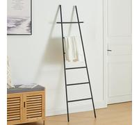 [en.casa] Scala Portasciugamani da Bagno a 6 Pioli Porta Asciugamani da Terra Salviette Appendi Abiti in Acciaio a forma di Scala Autoportante Camera da Letto 170 x 45 cm - Nero