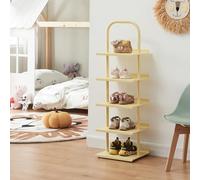 [en.casa] Scarpiera per Cameretta a 5 Ripiani Scaffale Multifunzionale Porta Scarpe Oggetti per Bambini Mobile per Ingresso Corridoio in Acciaio 96x30x27 cm - Vaniglia