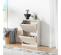 [en.casa] Scarpiera Salvaspazio con 2 Contenitori Ribaltabili Portascarpe in Metallo Mobile per Ingresso Giardino Spogliatoio - Bianco Pepe