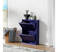[en.casa] Scarpiera Salvaspazio con 2 Contenitori Ribaltabili Portascarpe in Metallo Mobile per Ingresso Giardino Spogliatoio - Blu Notte