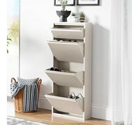 [en.casa] Scarpiera Salvaspazio con 3+1 Contenitori Ribaltabili Portascarpe in Metallo Mobile per Ingresso Giardino Spogliatoio - Bianco Pepe