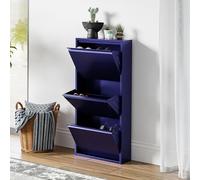 [en.casa] Scarpiera Salvaspazio con 3 Contenitori Ribaltabili Portascarpe in Metallo Mobile per Ingresso Giardino Spogliatoio - Blu Notte
