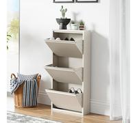 [en.casa] Scarpiera Salvaspazio con 3 Contenitori Ribaltabili Portascarpe in Metallo Mobile per Ingresso Giardino Spogliatoio - Bianco Pepe
