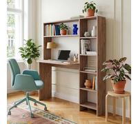 [en.casa] Scrivania con Libreria Integrata Tavolo Postazione di Lavoro e Mensole Scrittoio con 6 Scomparti Vani Portaoggetti Aperti 143 x 114 x 40 cm per Studio Ufficio Cameretta - Effetto Legno