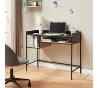 [en.casa] Scrivania con Piano 100 x 43 cm Postazione Lavoro per PC con 2 Scomparti Aperti per Archiviazione Tavolo da Ufficio con Ripiani per Studio - Nero/Effetto Rovere