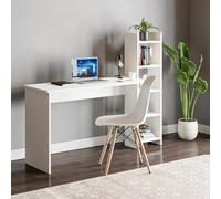 [en.casa] Scrivania con Scaffale Integrato Tavolo da Ufficio Studio con Piano 120 x 45 cm e Ripiani Laterali Postazione PC Lavoro con Scomparti Aperti per Archiviazione - Bianco