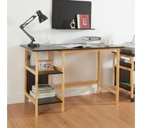 [en.casa] Scrivania con Scomparti Laterali Tavolo per PC da Ufficio Studio Postazione di Lavoro con Piano Tavolo 120 x 60 cm Nero/Effetto Legno