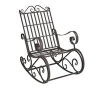 [en.casa] Sedia a Dondolo da Giardino in Metallo Poltrona Relax da Esterno con Braccioli Curvi e Schienale Alto Motivi Decorativi in Stile Country Shabby per Balcone Terrazza Patio - Verde