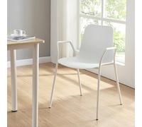 [en.casa] Sedia da Sala Pranzo Seduta Schienale Monoblocco in Plastica Braccioli e Gambe in Metallo Carico max 130 kg - Bianco