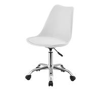 [en.casa] Sedia Girevole da Ufficio con Schienale e Cuscino Imbottito in Similpelle Seduta ad Altezza Regolabile 44-54 cm Sedia da Scrivania per Studio a 5 Rotelle - Bianco