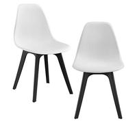 [en.casa] Sedie per Sala da Pranzo Design 83 x 54 x 48 cm Set di 2 Pezzi Plastica Bianco/Nero