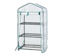 [en.casa] Serra da Giardino Balcone per Coltivazione Piante Scaffale a 3 Piani a Rete Copertura Semitrasparente Apertura a Cerniera Lampo Entrata Avvolgibile 125 x 69 x 49 cm Bianco