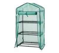 [en.casa] Serra da Giardino Balcone per Coltivazione Piante Scaffale a 3 Piani a Rete Copertura Semitrasparente Apertura a Cerniera Lampo Entrata Avvolgibile 125 x 69 x 49 cm Verde