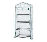 [en.casa] Serra da Giardino Balcone per Coltivazione Piante Scaffale a 4 Piani a Rete Copertura Semitrasparente Apertura a Cerniera Lampo Entrata Avvolgibile 158 x 69 x 49 cm Bianco