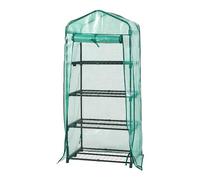 [en.casa] Serra da Giardino Balcone per Coltivazione Piante Scaffale a 4 Piani a Rete Copertura Semitrasparente Apertura a Cerniera Lampo Entrata Avvolgibile 158 x 69 x 49 cm Verde