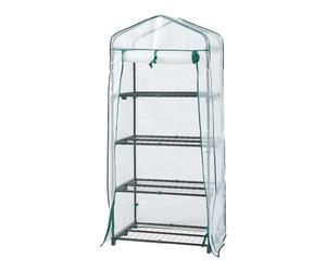 [en.casa] Serra da Giardino Balcone per Coltivazione Piante Scaffale a 4 Piani a Rete Copertura Semitrasparente Apertura a Cerniera Lampo Entrata Avvolgibile 158 x 69 x 49 cm Bianco