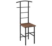 [en.casa] Servomuto con Seduta Gruccia e Portapantaloni Stand Appendiabiti Design a Sedia Porta Abiti Posa Oggetti da Camera - Effetto Noce/Nero