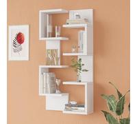 [en.casa] Set 2 Scaffali da Parete Mensole Moderne Libreria a Muro con Ripiani Asimmetrici per Soggiorno Camera Ufficio 93 x 24 x 15 cm Bianco