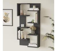[en.casa] Set 2 Scaffali da Parete Mensole Moderne Libreria a Muro con Ripiani Asimmetrici per Soggiorno Camera Ufficio 93 x 24 x 15 cm Antracite