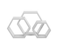 [en.casa] Set 3 Mensole Esagonali da Parete in MDF Laccato Opaco Scaffali Decorativi da Muro Portata 15 kg Design a Nido d’Ape - Bianco