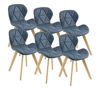 [en.casa] Set 6 Sedie con Rivestimento in Similpelle Trapuntata e Gambe in Legno di Faggio Sedie da Design Ergonomico per Sala da Pranzo Soggiorno Riunioni - Blu