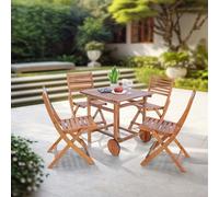 [en.casa] Set da Pranzo per Esterno in Legno di Acacia Oliato Tavolo con Piano Quadrato Ribaltabile e 4 Sedie Pieghevoli Mobili da Giardino Salvaspazio