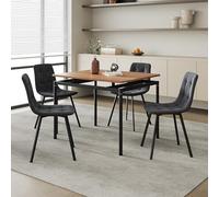 [en.casa] Set da Pranzo Tavolo con Piano Rettangolare 100x60 cm in Effetto Rovere con 4 Sedie Imbottite con Rivestimento in Effetto Velluto Grigio Scuro